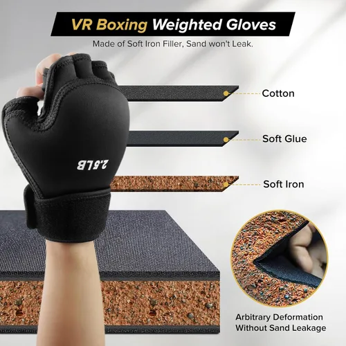 Miniatura 2 de Guantes de mano con peso de 5 libras (2.5 libras cada uno), guantes de fitness de hierro suave, lavables, para gimnasio, boxeo, natación