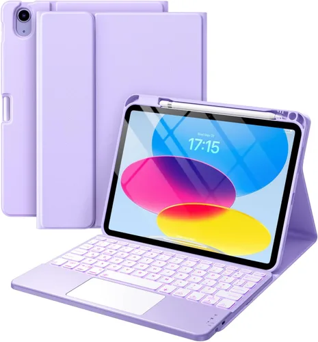Miniatura 12 de Harvopu Funda compatible con iPad de 11ª y 10ª generación con teclado, funda tipo folio con soporte para lápices, trackpad multitáctil, Azul marino