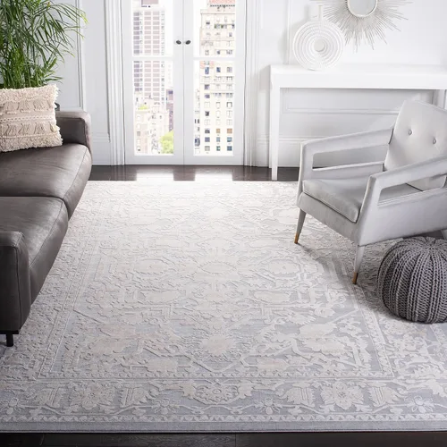 Safavieh Reflection Collection RFT665C - Alfombra de 8 x 10 pies, gris claro y crema, bohemio, desgastado, no se desprende, de fácil cuidado, para
