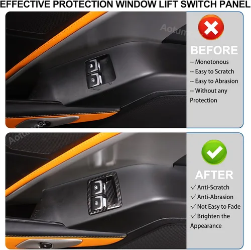 Miniatura 2 de Cubierta de botón de interruptor de bloqueo de puerta de fibra de carbono para Chevrolet Corvette C7 2014-2019, marco de botón de ventana