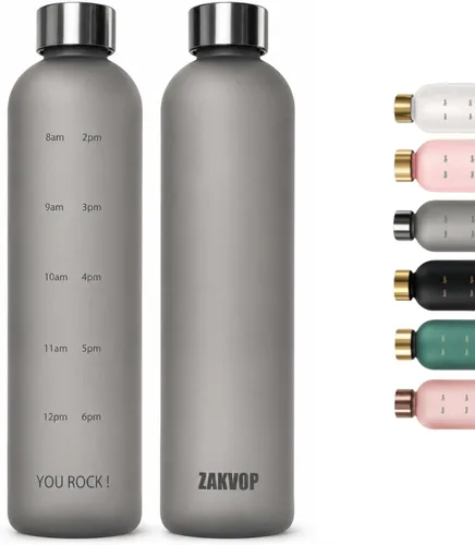 Miniatura 8 de Botella de agua de 32 onzas con tiempos para beber, botella de agua motivacional ligera con marcador de tiempo, sin BPA, reutilizable