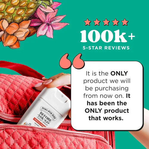 Miniatura 3 de Poo-Pourri Before-You-Go - Aerosol para inodoro de bolsillo, esenciales de viaje, hibisco tropical, 1 onza líquida, hasta 50 usos, desodorante