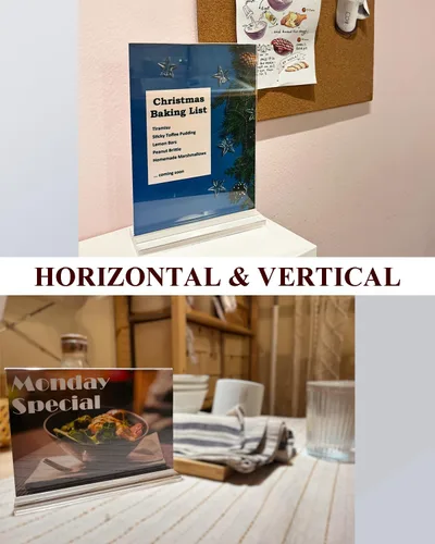 Miniatura 7 de Soporte acrílico para letreros de 5 x 7 pulgadas, paquete de 6, soporte transparente para letreros de mesa, horizontal