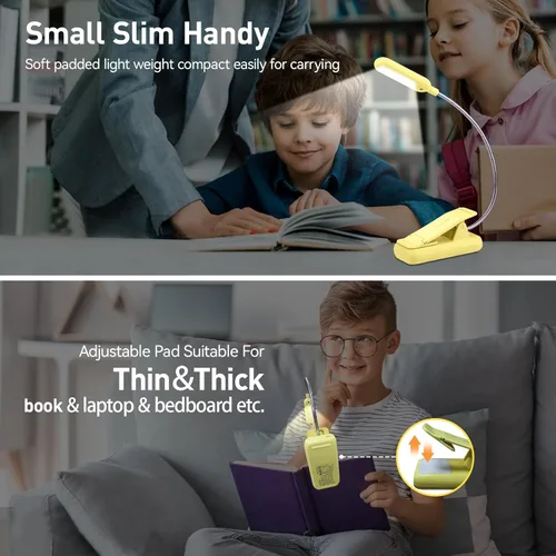 Miniatura 4 de VAVOFO - Lámpara de lectura recargable para leer en la cama para niños, 7 LED con luz de 9 niveles de blanco cálido y blanco frío, lámpara