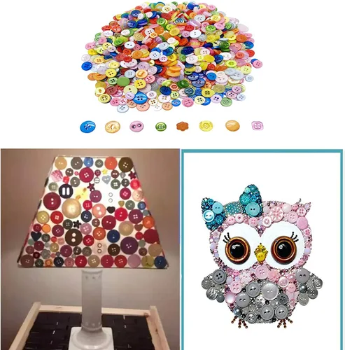 Miniatura 5 de 1000 botones, botones redondos de varios tamaños para coser bricolaje, pintura manual de botones para niños, colores mezclados