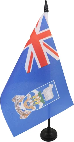 Miniatura 84 de Bandera de mesa de Anguila de 4 x 6 pulgadas, bandera de escritorio británica de Anguila, 5.9 x 3.9 in, palo y base de plástico negro AZ FLAG