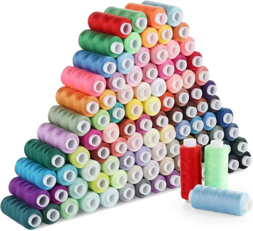 Hilo de Coser, Lemonfilter 100 Colores de Hilo para Coser 250 Yardas Cada Carrete Hilos de Coser de Poliéster Surtido para Principiantes, Hilos para
