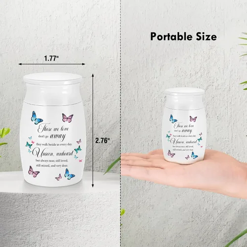 Miniatura 2 de Urnas pequeñas para cenizas humanas de 3 pulgadas, mini urna conmemorativa de aluminio, pequeña urna de recuerdo, mariposa, mini cremación, urna