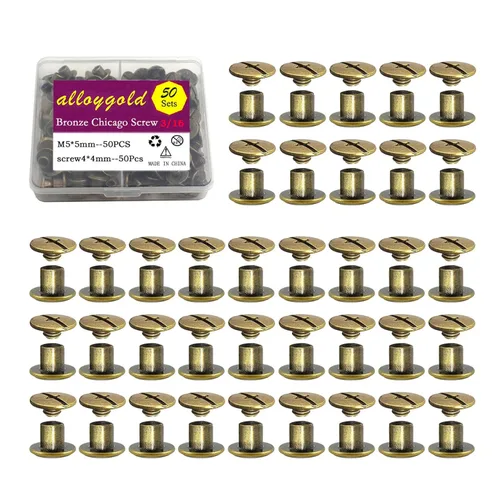 Miniatura 26 de 50 Juegos M5*6 Negro Pistola Kit de Tornillos Chicago Remaches de Cuero Tornillos Remaches Chicago Botones de Tornillos DIY Acabado de Cuero