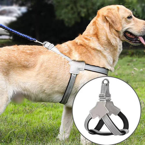 Miniatura 4 de Arnés para perro con tiras reflectantes, diseño a prueba de escapes, fácil de llevar para perros pequeños, medianos y grandes (negro, S)
