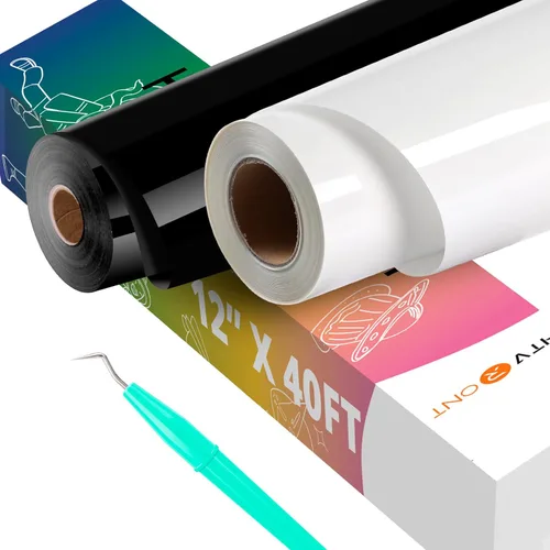 Miniatura 14 de HTVRONT Rollo de vinilo HTV negro, 10 pulgadas x 6 pies, transferencia de calor 3D para camisetas, Cricut y Cameo, fácil de cortar, desmalezar
