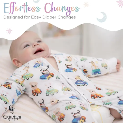 Miniatura 9 de CubbieMoon Bamboo Viscose Baby Pajamas 2 Way Zip for Diaper Change 0 to 24 Month Soft Stretchy Sleeper 2 Pack