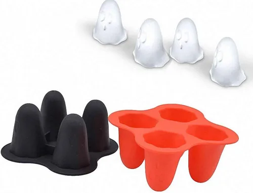 Miniatura 4 de Juego de 3 bandejas de cubitos de hielo fantasma, moldes de silicona fantasma para fiesta de Halloween, fondant de chocolate, gelatina de caramelo