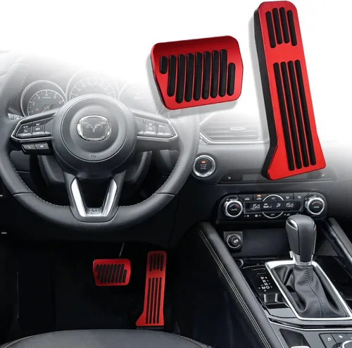 Compatible con Mazda CX-5 CX-9 3 6 Accesorios Antideslizantes Deportivos para Coche, Cubiertas para Pedales de Freno, Gas y Acelerador - Rojo