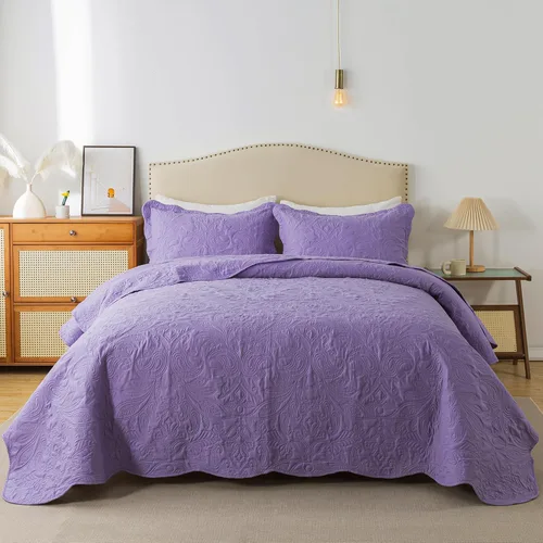 Miniatura 177 de HoneiLife - Juego de colcha de tamaño Queen, juego de ropa de cama de pana bordada de 3 piezas, colcha de lujo, ligera, cálida, para todas las Pana
