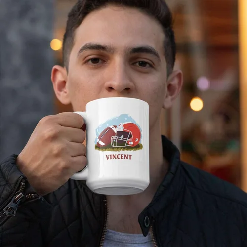 Miniatura 2 de Tazas personalizadas de gran fútbol americano, Personalizado elegir nombre taza de café de fútbol americano, Taza de té de fútbol personalizado