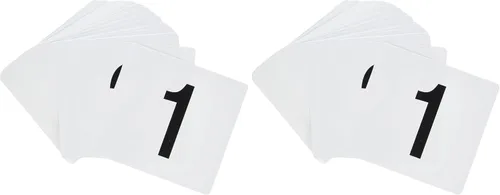 Miniatura 11 de New Star Foodservice 23145 Números de mesa de plástico de doble cara, 1 a 25, 4 x 4 pulgadas, gris claro sobre negro