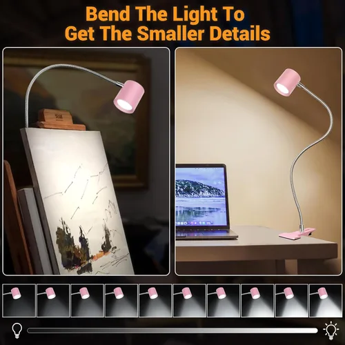 Miniatura 3 de Luz de lectura, 3 modos y 10 luces de clip de brillo, lámpara de escritorio, luces de lectura para el cuidado de los ojos para libros en la cama