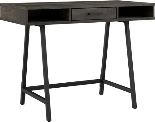 Escritorio de escritura Bush Furniture Steele de 40 pulgadas en nogal gris oscuro | Mesa compacta para computadora con almacenamiento para oficina