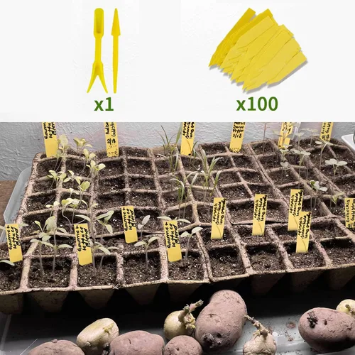 Miniatura 7 de Bandeja de inicio de semillas 100 celdas, macetas de turba biodegradables para plántulas, paquete de 10 vasos cuadrados de pulpa de 1.8 pulgadas