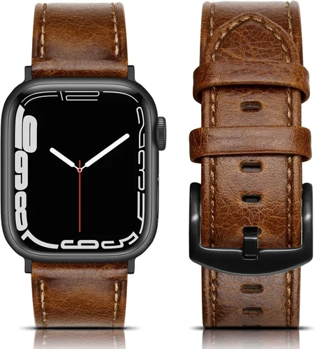 Miniatura 12 de Correa de cuero compatible con correas de Apple Watch de 1.811 in, 1.772 in, 1.732 in, 1.654 in (Serie 1/2/3) para hombres y mujeres, correa