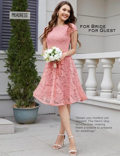 Miniatura 6 de MUADRESS - Vestido de encaje para mujer, para cóctel, boda y fiesta