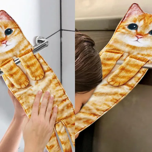 Miniatura 5 de Divertidas toallas de mano – Lindas toallas colgantes y toallas de cara para decoración de gatos, súper absorbentes, suaves, inauguración