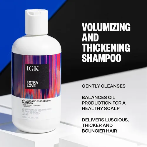 Miniatura 2 de IGK EXTRA LOVE Champú para volumen y engrosamiento Champú voluminizador para cabello fino y fino Hidrata + apoya el cuidado del cuero cabelludo