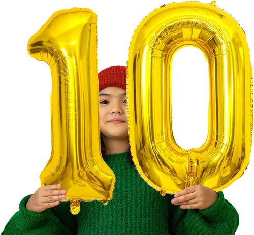 Miniatura 4 de SINBEE Globo dorado del número 10, papel de aluminio Mylar de 40 pulgadas, decoración de fiesta reutilizable para cumpleaños, aniversario, Oro