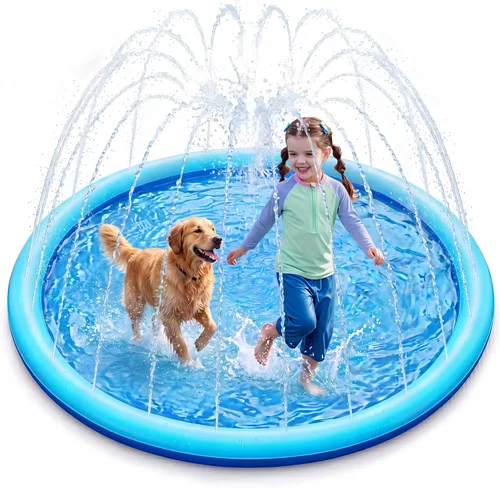 SLOOSH Tapete antideslizante de 60 pulgadas para salpicaduras, juguetes de agua para exteriores, tapete de juego para niños y perros, regadera Azul