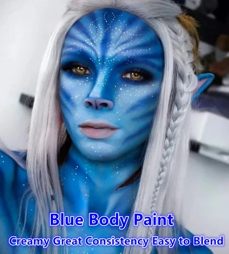 Miniatura 2 de Go Ho Pintura facial azul real, lavable, a base de agua, pintura corporal azul crema, maquillaje para Halloween, cosplay, SFX, pitufo, mística