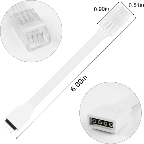 Miniatura 3 de RGBZONE 10 unids 4 Pin 0.394 in Conectores LED sin soldadura 4 Pin conductor tira a adaptador de corriente para puente de 0.394 in SMD RGB 5050 LED