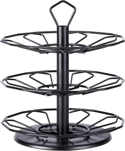 Miniatura 2 de FlagShip Carrusel para tazas K de 3 niveles para soporte de cápsulas Keurig de metal, instalación de bricolaje, pequeño para almacenamiento