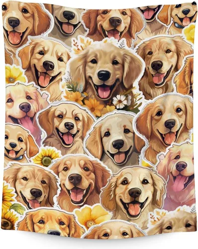Miniatura 11 de Golden Retriever - Manta de regalo de 30 x 40 pulgadas, lindas mantas para mujeres y niñas, mantas de felpa suaves azules para sofá, oficina