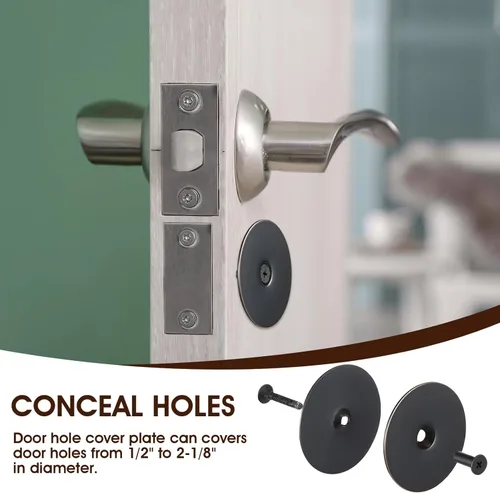 Miniatura 3 de Pelopy Placa de llenado de orificio de puerta, 2-5/8 pulgadas de diámetro, tornillos de conexión de 1 pulgada y 2 pulgadas, placa de cubierta