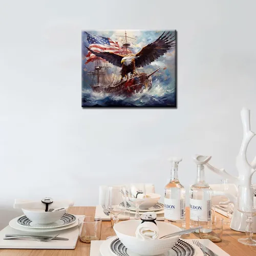 Miniatura 4 de Pintura al óleo colorida de animales para adultos y niños, pájaro volador, kits de pintura al óleo de bricolaje pintura del océano por número