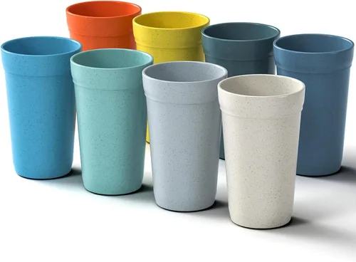 Homestockplus 【Juego de 8】 Tazas de 20 onzas, vasos irrompibles aptos para microondas y lavavajillas, sin BPA, reutilizables y ecológicos para