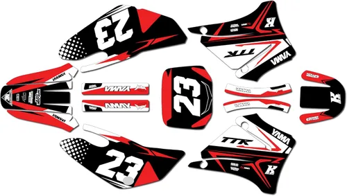 Miniatura 6 de Kit de gráficos Kalair GFX para Yamaha TTR125 (2000-2007) Serie Evader Azul Rojo 9 Mil - Adhesivos de gráficos personalizados para carreras