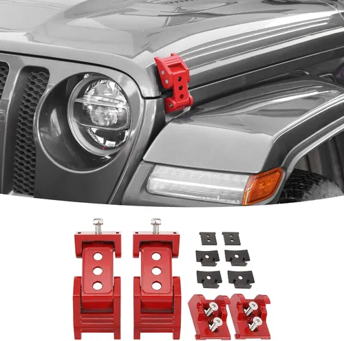 Miniatura 8 de Juego de pestillo de capó de acero inoxidable Compatible con Jeep Wrangler JK JKU 2007-2018/para Jeep Wrangler JL JLU 2018-2025 y Jeep Gladiator JT