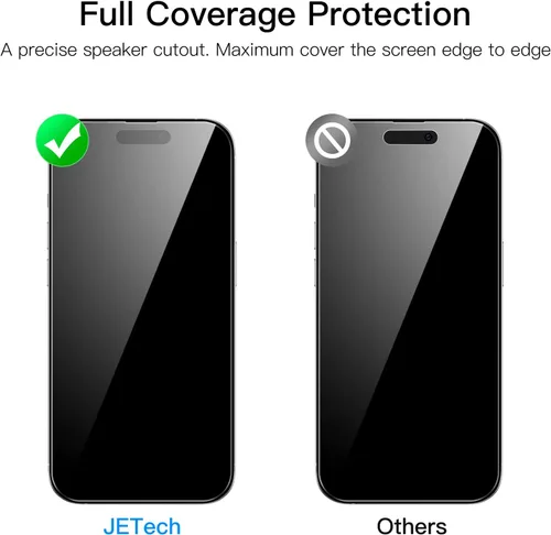 Miniatura 2 de JETech Protector de pantalla de cobertura completa para iPhone 14 Pro de 6.1 pulgadas, película de vidrio templado 9H, compatible con fundas