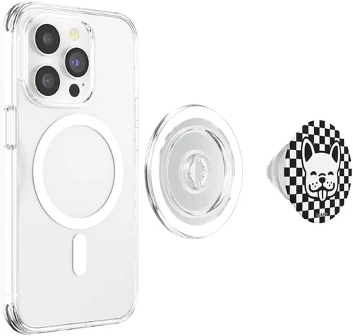 Miniatura 4 de PopSockets MagSafe PopGrip de cara sonriente a cuadros negros para iPhone