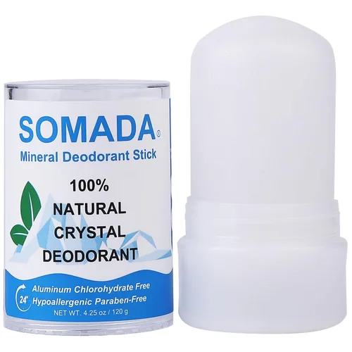 SOMADA Desodorante de cristal en barra para mujeres y hombres, 4.25 onzas (4.23 oz), roca de sal de alumbre 100% natural, roca mineral sin perfume