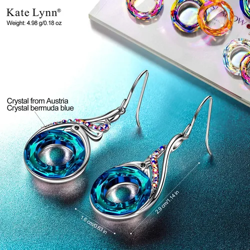 Miniatura 2 de Kate Lynn Aretes de Phoenix "Rise From the Ashes", aretes colgantes de plata de ley con cristales de Austria, regalo de cumpleaños con joyero