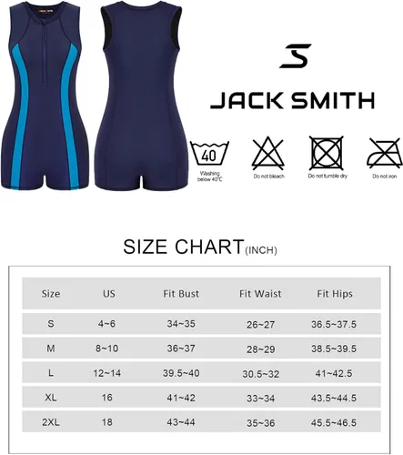 Miniatura 4 de JACK SMITH Trajes de baño modestos de una pieza para mujer, con cremallera frontal, atlético, deportivo, con boyleg