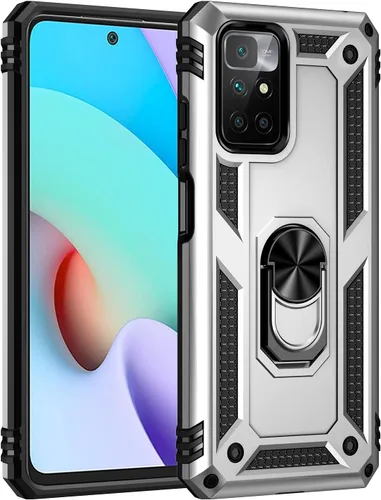 Miniatura 2 de Funda compatible con Xiaomi Poco X3 GT, compatible con Redmi Note 10 Pro (China) 5G funda para teléfono con soporte de anillo 2 en 1, color plateado