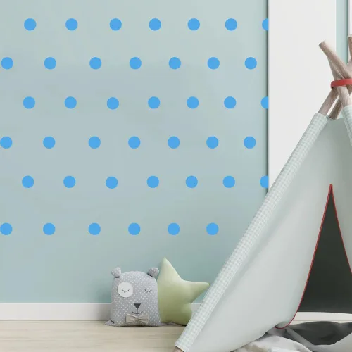 Miniatura 4 de Calcomanías de pared multicolor y mate, puntos de vinilo de 2 pulgadas, paquete de 100 calcomanías de pared para despegar y pegar (azul bebé)