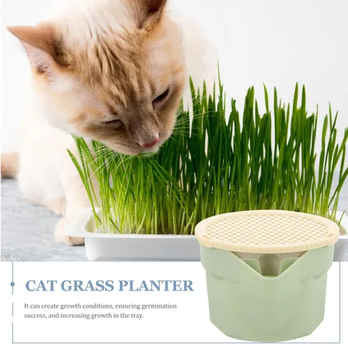 Miniatura 3 de POPETPOP Taza hidropónica de hierba para gatos, 3.93 x 3.54 x 2.48 pulgadas, maceta de doble capa sin suelo para gatos de interior, bandeja