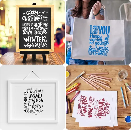 Miniatura 6 de 6 unidades de 6 estilos motivacionales para dibujar palabras, pinturas, manualidades, citas inspiradoras, plantillas de letras para suelos
