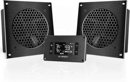 AC Infinity AIRPLATE T8, sistema silencioso de refrigeración doble ventilador de 6" con control de termostato, para gabinetes AV de cine en casa