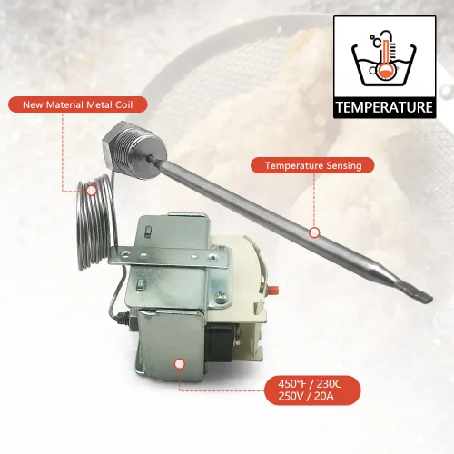 Miniatura 3 de Interruptor de límite alto PP10084 compatible con freidora Pitco 1/4 "Rosca Mpt Stuff Box 450°F/446.0 °F Interruptor de freidora de termostato